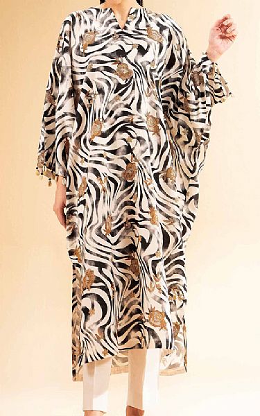Nishat Black/Off White Lawn Suit (2 pcs) | Pakistani Lawn Dress in USA- Image 1