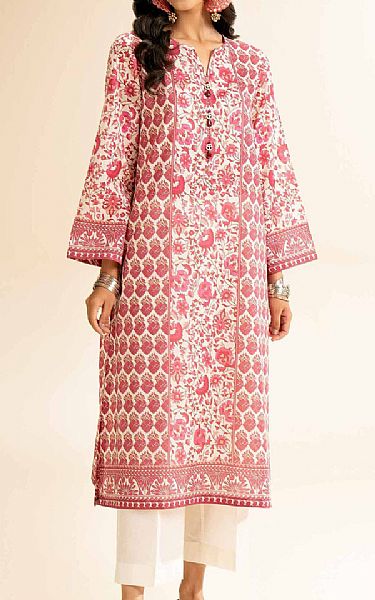 Nishat Off White/Pink Lawn Suit (2 pcs) | Pakistani Lawn Dress in USA- Image 1