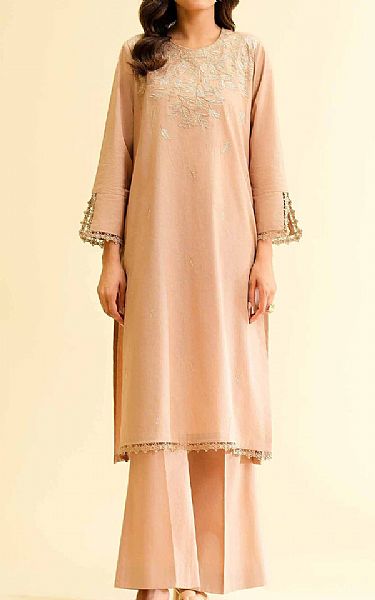 Nishat Light Peach Cambric Suit (2 pcs) | Pakistani Lawn Dress in USA- Image 1