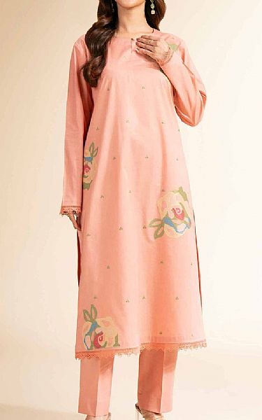 Nishat Peachy Pink Cambric Suit (2 pcs) | Pakistani Lawn Dress in USA- Image 1