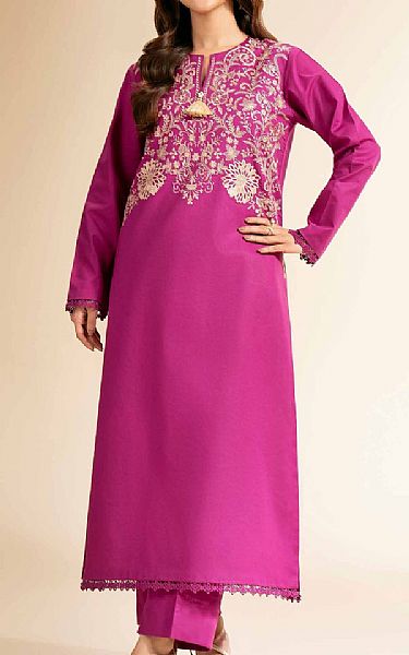 Nishat Magenta Cambric Suit (2 pcs) | Pakistani Lawn Dress in USA- Image 1