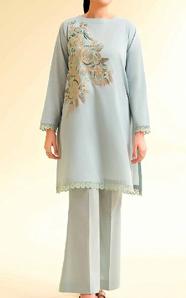 Nishat Pale Blue Lily Cambric Suit (2 pcs) | Pakistani Lawn Dress in USA- Image 1
