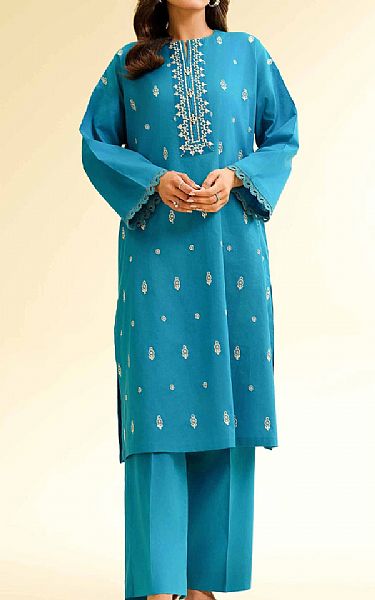 Nishat Picton Blue Cambric Suit (2 pcs) | Pakistani Lawn Dress in USA- Image 1