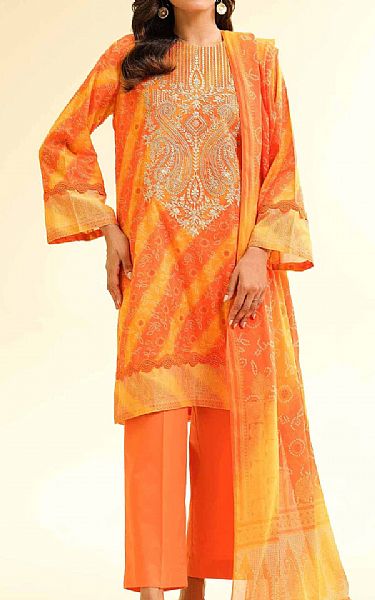 Nishat Orange Lawn Suit (2 pcs) | Pakistani Lawn Dress in USA- Image 1