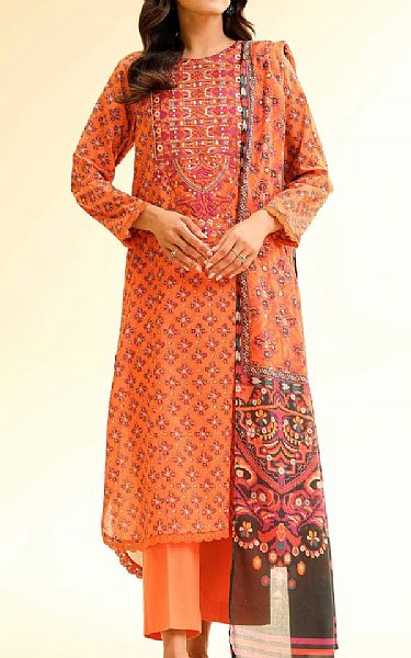 Nishat Burning Orange Lawn Suit (2 pcs) | Pakistani Lawn Dress in USA- Image 1