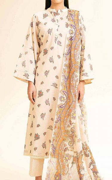 Nishat Off White Lawn Suit (2 pcs) | Pakistani Lawn Dress in USA- Image 1
