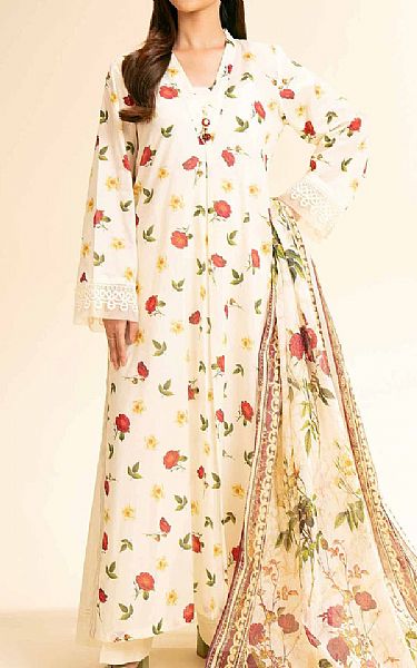 Nishat Off White Lawn Suit (2 pcs) | Pakistani Lawn Dress in USA- Image 1
