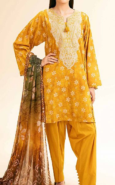 Nishat Mustard Lawn Suit | Pakistani Lawn Dress in USA- Image 1