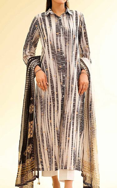 Nishat Grey/Black Lawn Suit | Pakistani Lawn Dress in USA- Image 1