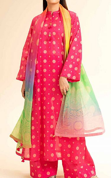 Nishat Dark Pink Lawn Suit | Pakistani Lawn Dress in USA- Image 1
