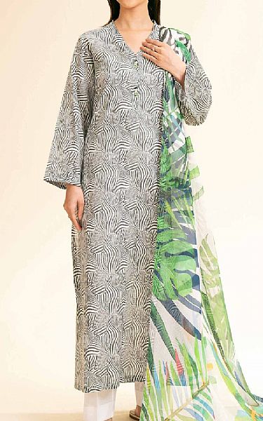 Nishat Black/Off White Lawn Suit | Pakistani Lawn Dress in USA- Image 1