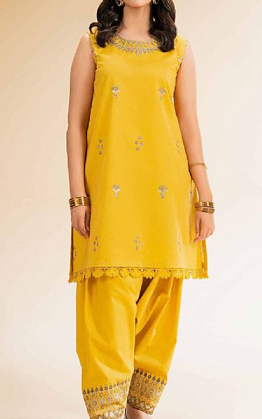 Nishat Yellow Cambric Suit (2 pcs) | Pakistani Lawn Dress in USA- Image 1