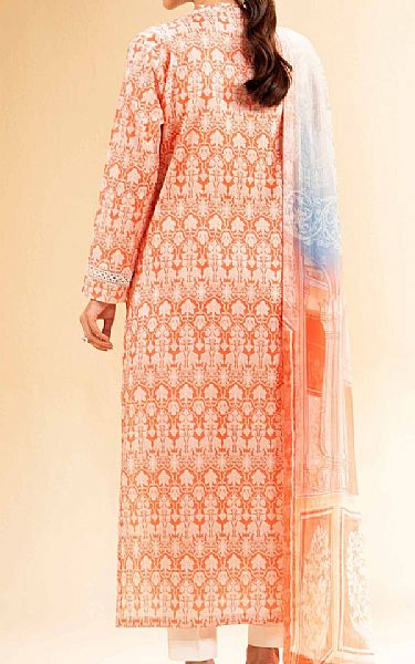 Nishat Coral/Off White Lawn Suit (2 pcs) | Pakistani Lawn Dress in USA- Image 2