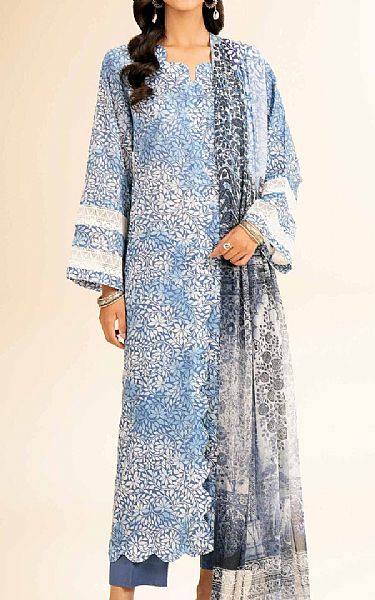 Nishat Blue/Off White Lawn Suit (2 pcs) | Pakistani Lawn Dress in USA- Image 1