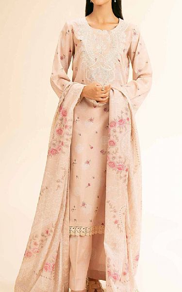 Nishat Light Peach Lawn Suit | Pakistani Lawn Dress in USA- Image 1