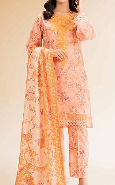 Nishat Peach Lawn Suit | Pakistani Lawn Dress in USA- Image 1