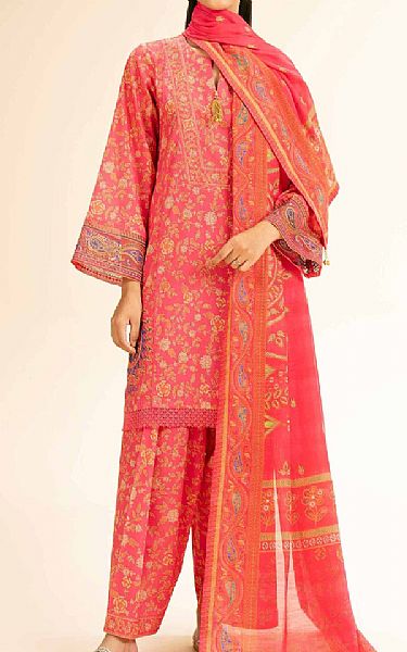Nishat Brink Pink Lawn Suit | Pakistani Lawn Dress in USA- Image 1