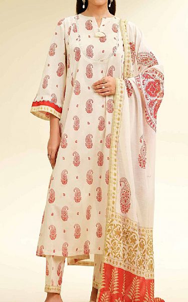 Nishat Off White Lawn Suit | Pakistani Lawn Dress in USA- Image 1