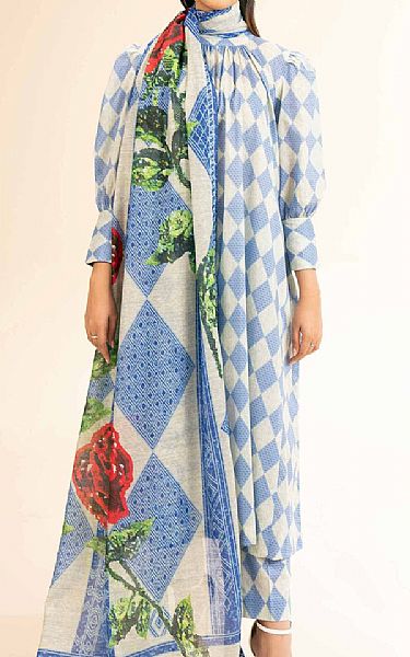 Nishat Blue/Off White Lawn Suit | Pakistani Lawn Dress in USA- Image 1