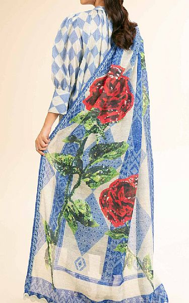 Nishat Blue/Off White Lawn Suit | Pakistani Lawn Dress in USA- Image 2