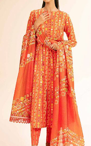 Nishat Orange Lawn Suit | Pakistani Lawn Dress in USA- Image 1