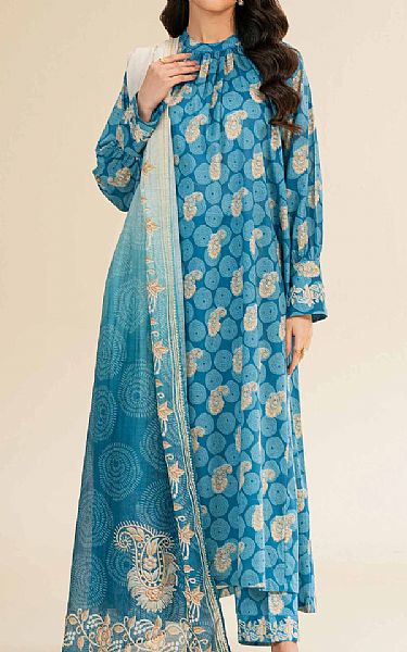 Nishat Denim Blue Lawn Suit | Pakistani Lawn Dress in USA- Image 1