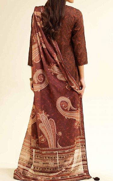 Nishat Dark Brown Lawn Suit | Pakistani Lawn Dress in USA- Image 2