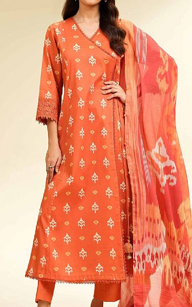 Nishat Orange Lawn Suit | Pakistani Lawn Dress in USA- Image 1