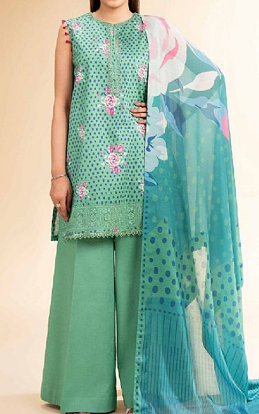 Nishat Pixie Green Lawn Suit | Pakistani Lawn Dress in USA- Image 1