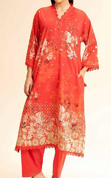 Nishat Portland Orange Lawn Suit (2 pcs) | Pakistani Lawn Dress in USA- Image 1