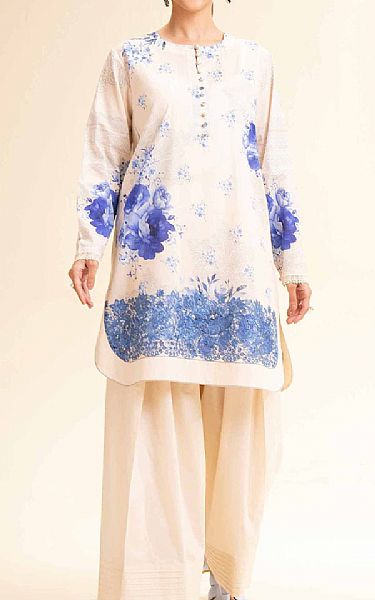 Nishat Off White Lawn Suit (2 pcs) | Pakistani Lawn Dress in USA- Image 1
