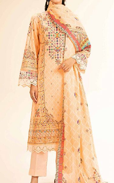 Nishat Deep Peach Lawn Suit | Pakistani Lawn Dress in USA- Image 1