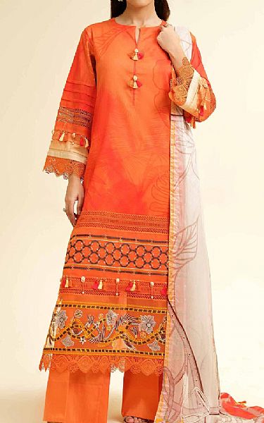 Nishat Orange Lawn Suit | Pakistani Lawn Dress in USA- Image 1