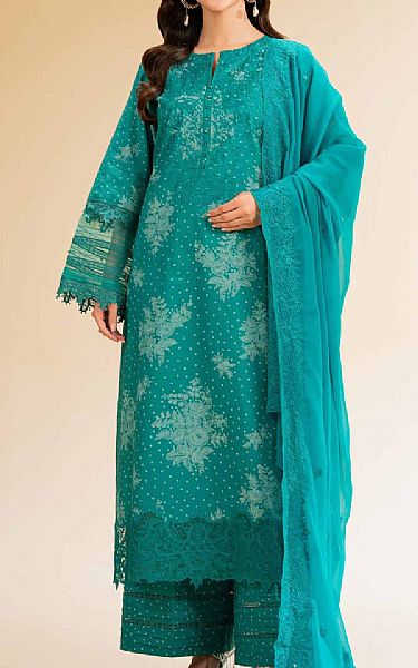 Nishat Teal Cambric Suit | Pakistani Lawn Dress in USA- Image 1