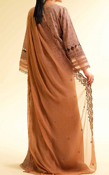 Nishat Camel Brown Cambric Suit | Pakistani Lawn Dress in USA- Image 2