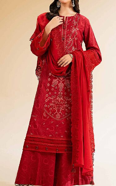 Nishat Red Cambric Suit | Pakistani Lawn Dress in USA- Image 1