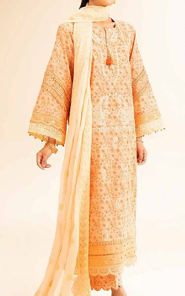 Nishat Peach Cambric Suit | Pakistani Lawn Dress in USA- Image 1