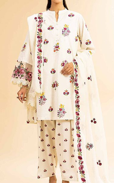 Nishat Off White Cambric Suit | Pakistani Lawn Dress in USA- Image 1
