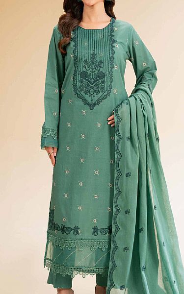 Nishat Viridian Green Cambric Suit | Pakistani Lawn Dress in USA- Image 1