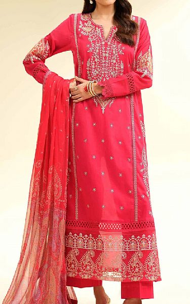 Nishat Radical Red Cambric Suit | Pakistani Lawn Dress in USA- Image 1