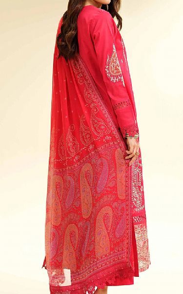Nishat Radical Red Cambric Suit | Pakistani Lawn Dress in USA- Image 2