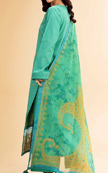 Nishat Sea Green Cambric Suit | Pakistani Lawn Dress in USA- Image 2
