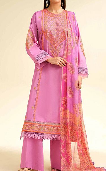 Nishat Pink Cambric Suit | Pakistani Lawn Dress in USA- Image 1