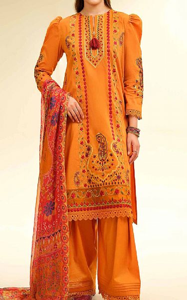 Nishat Orange Cambric Suit | Pakistani Lawn Dress in USA- Image 1
