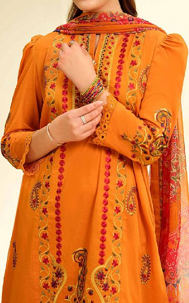 Nishat Orange Cambric Suit | Pakistani Lawn Dress in USA- Image 2