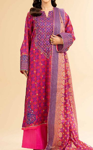 Nishat Bright Pink Lawn Suit | Pakistani Lawn Dress in USA- Image 1