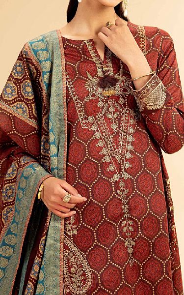 Nishat Sanguine Brown Lawn Suit | Pakistani Lawn Dress in USA- Image 2