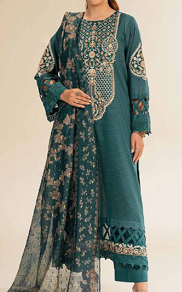 Nishat Teal Lawn Suit | Pakistani Lawn Dress in USA- Image 1