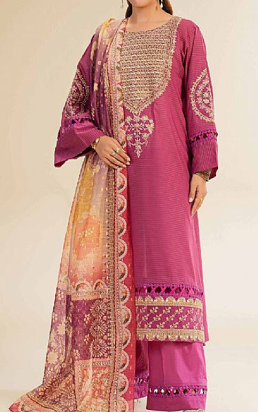Nishat Raspberry Pink Lawn Suit | Pakistani Lawn Dress in USA- Image 1