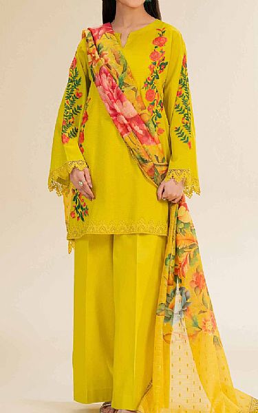 Nishat Lemon Yellow Lawn Suit | Pakistani Lawn Dress in USA- Image 1